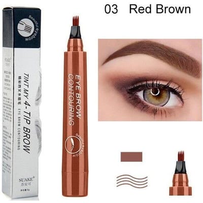 2 STKS 5 Kleuren 4 Hoofden Waterdichte Wenkbrauwpotlood Pen Tint Cosmetische Natuurlijke Langdurige Eyeliner Wenkbrauw Tattoo Grijs Bruin Make-up XYZ 2pcs bruin