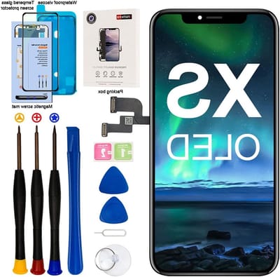 iPhone Xs OLED Schermvervanging 5.8" Display Digitizer met 3D Touch, Reparatieset en Waterdichte Lijm, Inclusief Tempered Glass en Gereedschap