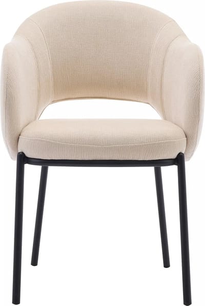 Vente-unique Set van 2 stoelen met armleuningen van stof met textuur en zwart metaal - Beige - ACACILIO