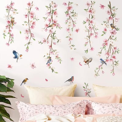Allecto - Muurstickers - Bloemen en Bladeren - Decoratie voor Meisjeskamer - Multicolor - Wanddecoratie - Geschikt voor Woonkamers en Slaapkamers -...