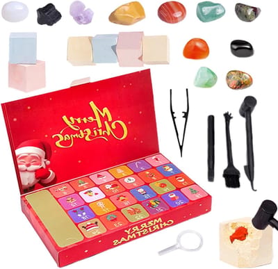 Kerst Countdown Kalender - Adventskalender Stenen - Wachten tot Kerst - 24 Deurtjes met Mineralen