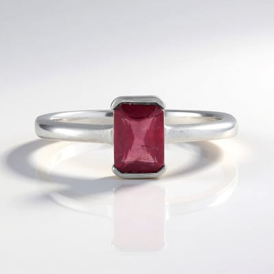 Cavill - Zilveren ring - 925 Sterling zilver geplatineerd - 1 058 ct Bemainty robijn Madagaskar - Achthoek radiant slijpsel - Elegante damesring