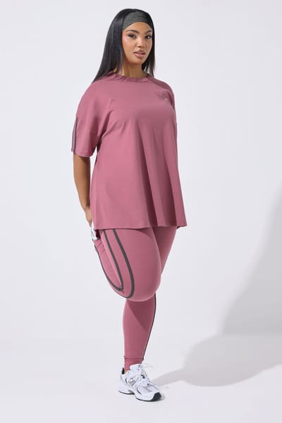 Yours Active Roze Legging Met Zijstreep Size 42
