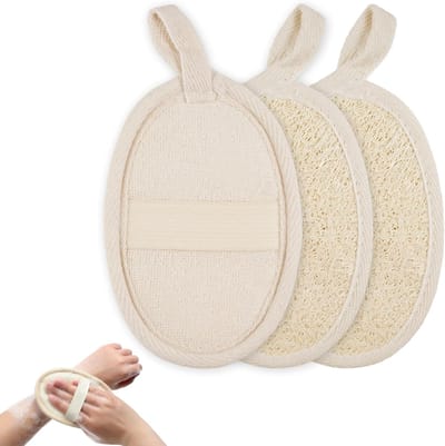 Natuurlijke Loofah Spons Set van 3 - Herbruikbare Lichaamsspons voor Badkamer, Douche en Spa - Ideaal voor Huidverzorging en Massage