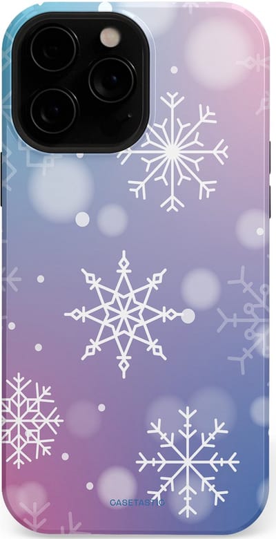 Casetastic hoesje geschikt voor Apple iPhone 13 Pro Max - MagSafe - Dubbellaagse bescherming - Snowy Winter Gloed - Fashion Case - Lila Lichtgrijs Lichtblauw Lichtroze