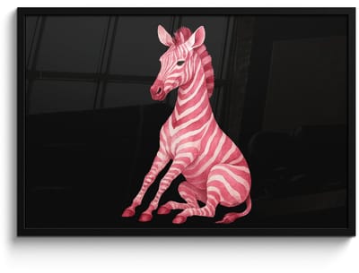 Poster in lijst - Fotolijst 90x60 cm - Posters - Zebra - Roze - Gestreept - Posterlijst zwart - Decoratie - Wanddecoratie woonkamer - Muurdecoratie slaapkamer