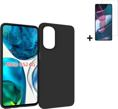 MoDo hoesje Geschikt voor Motorola Moto G52 - Siliconen Back Cover - Zwart met screenprotector