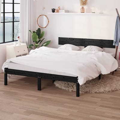 vidaXL - Bedframe - massief - grenenhout - zwart - 160x200 - cm