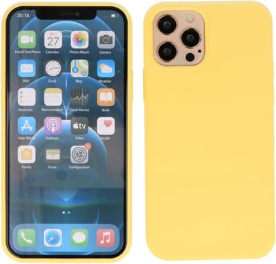 Hoesje Geschikt voor iPhone 12 Pro - 2.0mm Dikke Fashion Telefoonhoesje Backcover - Siliconen Hoesje - Geel