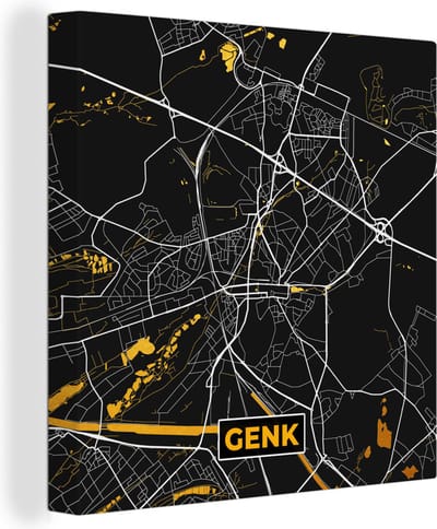 Canvas Schilderij Plattegrond - Enk - Goud - Kaart - Stadskaart - 20x20 cm - Wanddecoratie