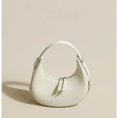 Effen Kleurige Halve Maan Vormige Handtas voor Vrouwen Onder de Arm, Een Instagram Veelzijdige en Hoge Kwaliteit Enkele Schouder Tas 21*6*12CM wit