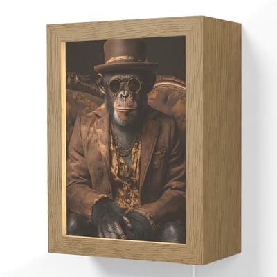 Wandlamp 15x20 cm - Oplaadbaar - Chimpansee - Stoel - Pak - Bruin - Wandlampen binnen woonkamer - Slaapkamer lamp met kabel - Decoratieve nachtlamp - Vloerlamp snoer