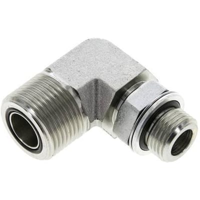UN 1-3/16''-12 x G 1/2'' Buitendraad Verzinkt Stalen L-Fitting 90graden ORFS 400 Bar - Hydrauliek - FL2E-M-EZE-103U-012G-O