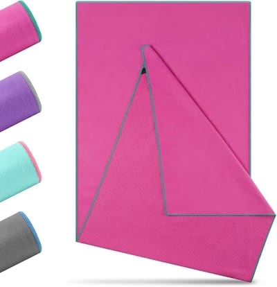 Antislip Yoga Handdoek voor Comfortabele Oefeningen - Rozerood-Donkergroen, 185 x 65 cm, Ideaal voor Sport en Fitness