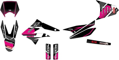 Decoratieset Motor - Sticker Set - Motor Personaliseren - Versterkte Lijm - 1 Set - Roze Zwart Grijs