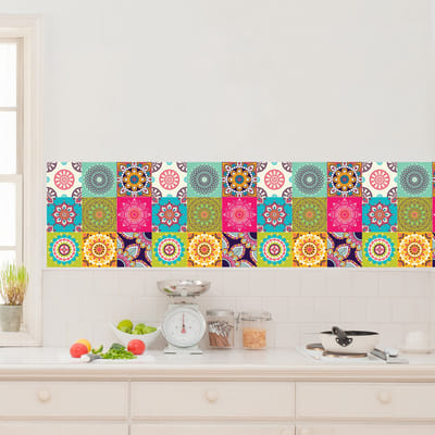 Muurstickers - Zelfklevende tegelmuurstickers voor keuken en badkamer - 9 Tango tegelstickers - 9 stickers 20x20cm