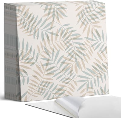 Coloray Plaktegels - Bladeren in een delicaat patroon Zelfklevende Tegels - 20 cm x 20 cm - Beige Plaktegels - 20 stuks - Vierkant PVC Tegels - Plaktegels Badkamer - Plaktegels Vloer - Vinyl Tegels Zelfklevend - Wandtegel Zelfklevend