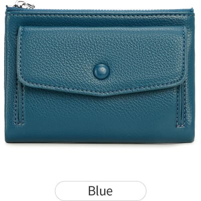 Portefeuille pour femme en cuir PU court à double fermeture éclair simple couleur unie grande capacité porte-cartes de crédit sac avec poche à monnaie