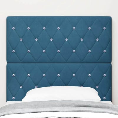 vidaXL - LED - Hoofdbord - met - hoofdeinde - Donkerblauw - 90 - cm - Fluweel