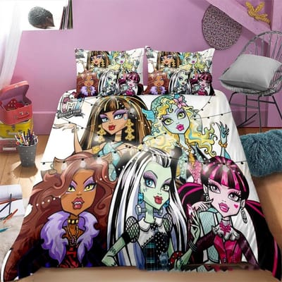 3D Geprint Monster High Beddengoed Set Dekbedovertrek Slaapkamer Dekbedovertrekken Eenpersoons Tweepersoons Kingsize Quiltovertrek Hometextiel 2/3 STUKS 150X200cm-3pcs