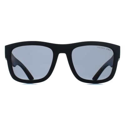Prada Sport PS01ZS DG002G zwart rubber donkergrijs gepolariseerde zonnebril
