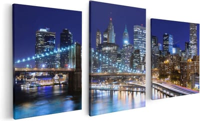 Artaza Canvas Schilderij Drieluik Skyline New York In Het Centrum - 120x60 - Foto Op Canvas - Canvas Print