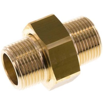 R 1'' Messing Borstnippel 3-delig met Conische afdichting 16 Bar - FL2S-M-B-100R-C