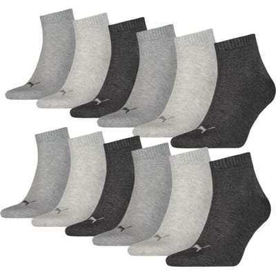 Puma Quarter Sokken Plain 12-pack Antraciet Melange-35/38
