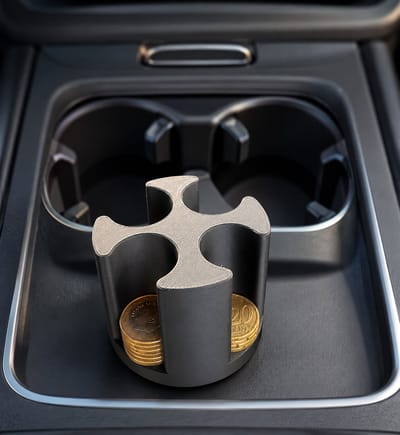 Auto Munthouder voor Bekerhouder – Euro Coin Houder voor Auto – Geschikt voor €2, €1, 50 cent & 20 cent – Compacte Auto Accessoire – Zwart