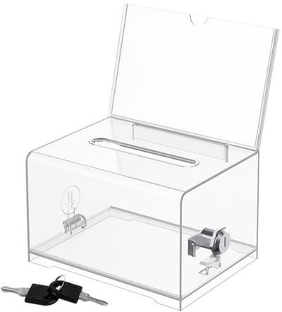 Dailygoods- Donatiebox met slot - Transparante Collectebus