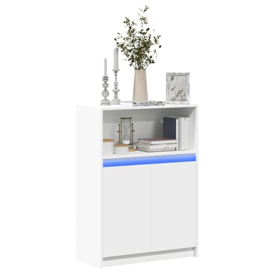 vidaXL - Dressoir - met - LED - 72x34x100 - cm - bewerkt - hout - wit
