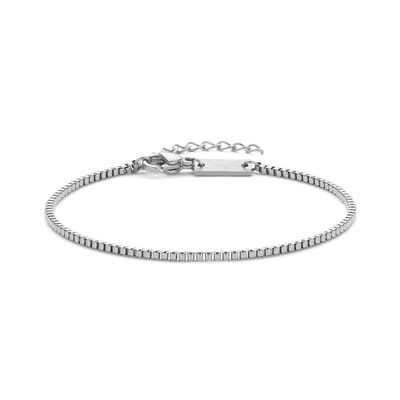 7FB-0815 – Frank 1967 – Heren Armband – Stalen Box Chain Armband – Zilverkleurig