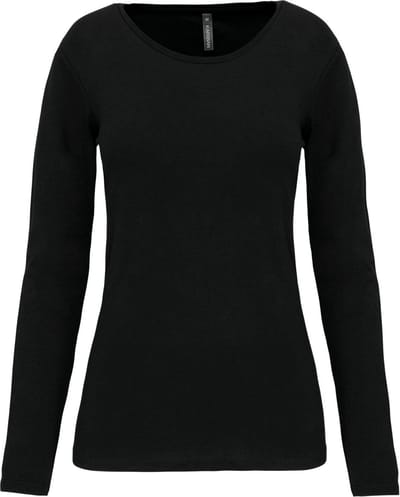 Kariban Dames-t-shirt ronde hals lange mouwen K3017 - Black - XL
