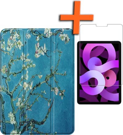 Hoesje - Geschikt voor Apple iPad Air 5 (2022) - 10.9 inch - 5e Generatie - M1 - Met Screenprotector - Trifold Bookcase - Hard Cover - Hardcover Book Case - Tablet Hoes - Blokken