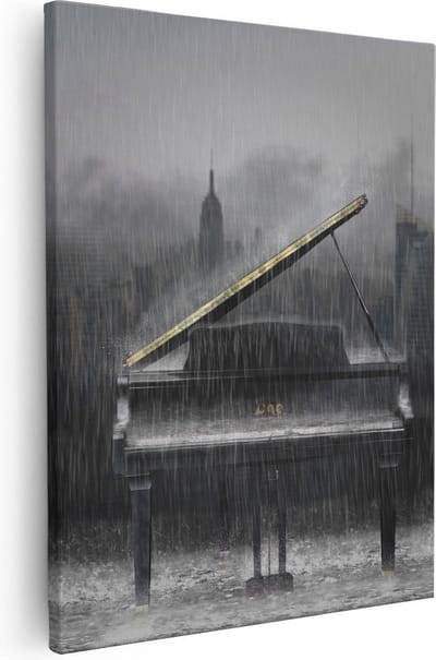 Artaza Canvas Schilderij Skyline New York - 40x50 cm - Wanddecoratie Muziek - Muurdecoratie Piano - Schilderijen Op Canvas