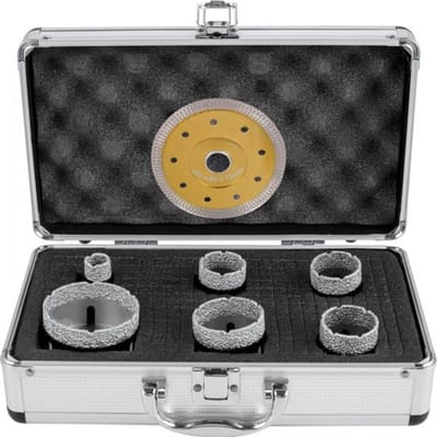 Diamant Gatenzaagset – Dozerboor - 6-delige Tegelboorset gatenzaag 60 mm – Voor Keramiek, Marmer & Porselein
