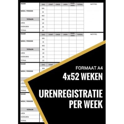 Urenregistratie / Urenstaat Boekje Wekelijks - Voor Personeel, Werknemers, Medewerkers, Zzp, - Urenregistratie Boekjes