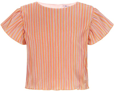 Nono Tiana Striped Plissee Top Tops & T-shirts Meisjes - Shirt - Multi - Maat 146/152
