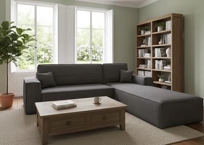 Luxe Hoekbank met Slaapfunctie en Opbergruimte – L-vormige Slaapbank voor Woonkamer – Comfortabele Corduroy Bank met Bedlade – Rechts of Links – Bruin, Grijs, Beige, Zwart House&Garden