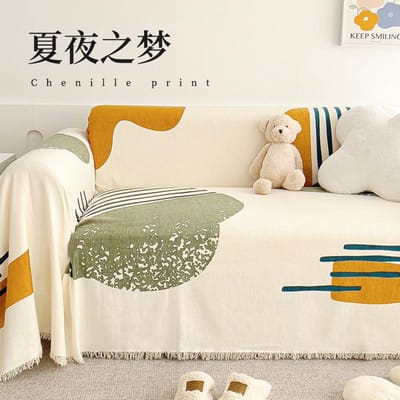 1/2/3/4 Zits Geometrisch Bedrukte Bankhoes Chenille Bankhanddoek Deken Bankhoes Zacht Universeel Anti-krab Bankdekens 180x130cm1pcs