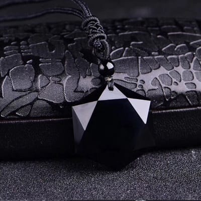WiseGoods Luxe Obsidiaan Ster Ketting Heren - Kettingen Mannen - Sieraden Man - Sieraden - Collier - Cadeau - Accessoires - Zwart