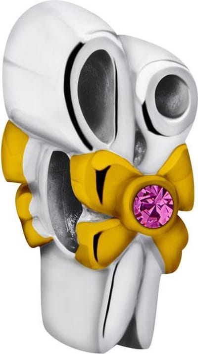 Quiges - 925 - Zilveren - Bedels -Sterling zilver - Beads - Schaar met Strikje Kraal Charm en Zirkonia - Geschikt – voor - alle bekende merken - Armband Z509