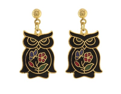 Behave - Oorhangers dames - uilenmotief - zwart - 2,5 cm