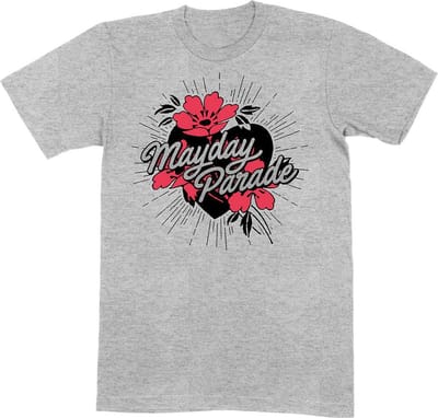 Mayday Parade - Heart And Flowers Heren T-shirt - S - Grijs