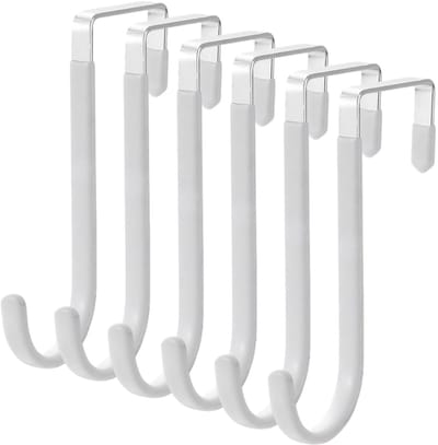 Dailygoods- Deurhaken 6 stuks - Kunststof gecoate Haken - Kledinghaken - Metalen Haken - Roestvrijstalen Haken - Zacht rubberen oppervlak - Kledinghaak