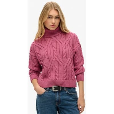Superdry TWIST CABLE KNIT POLO JUMPER Dames Trui - Maat XL