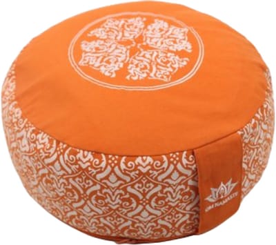 Om Namaste XL Design Meditatiekussen Zitkussen Rond Oranje met Wit - XL