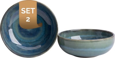 Palmer - Miami - Schaal - Kom - 2 stuks - 35 cl - ø 12 cm - Groen/Turquoise - Stoneware - Bordenset
