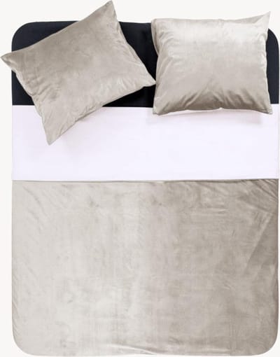 Y-NOT - Dekbedovertrek met kussensloop - Fluweel/Velvet Two Tone Silver/Wit - 1 Persoons - 140x200/220 cm