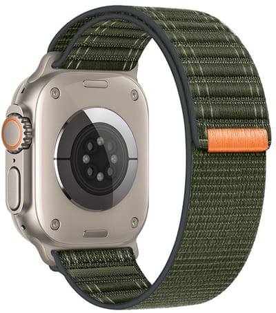 Stravo Nylon Wave Bandje met Klittenbandsluiting – Zacht & Ademend – Geschikt voor Apple Watch 42mm (Series 11/10), 41mm (Series 9/8/7), 40mm (Series 6/5/4, SE 3/2/1), 38mm (Series 3/2/1) – Groen